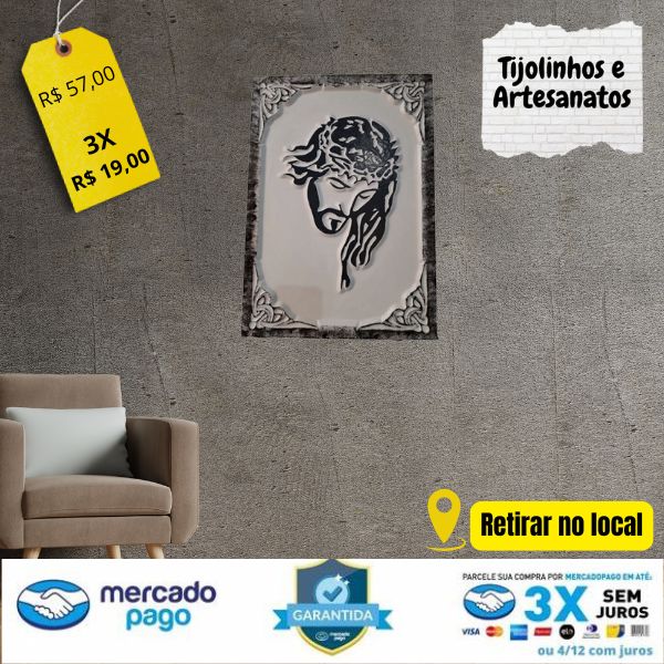 Quadro em Gesso 3d de Jesus Cristo – 48X34 cm