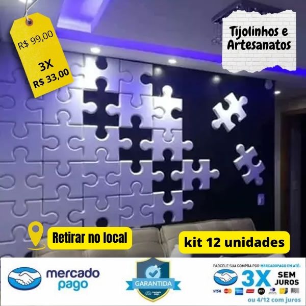 quebra cabeça gesso 3d Caixa 12 unidades