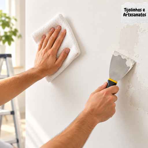 Passo 1: preparação e limpeza da parede antes da instalação dos tijolinhos de gesso