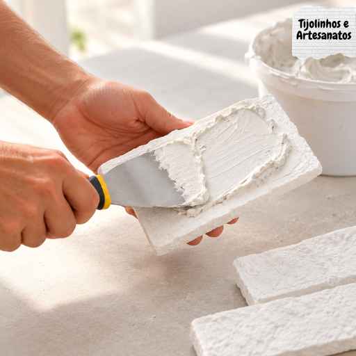 Passo 4: aplicação de gesso cola na parte traseira do tijolinho